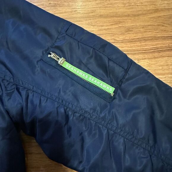 WEAR by Erin Andrews NFL Seattle Seahawks Full Zip Bomber Jacket Blue | Women Si - Picture 3 of 13